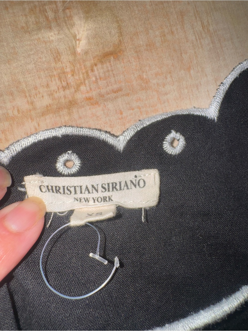 Christian Siriano Black Top with Silver Scalloped Trim